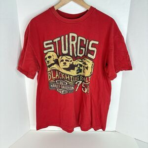 Harley Davidson Graphic T Shirt, XL, Red, Sturgis SD 75th Rally, Biker Logo